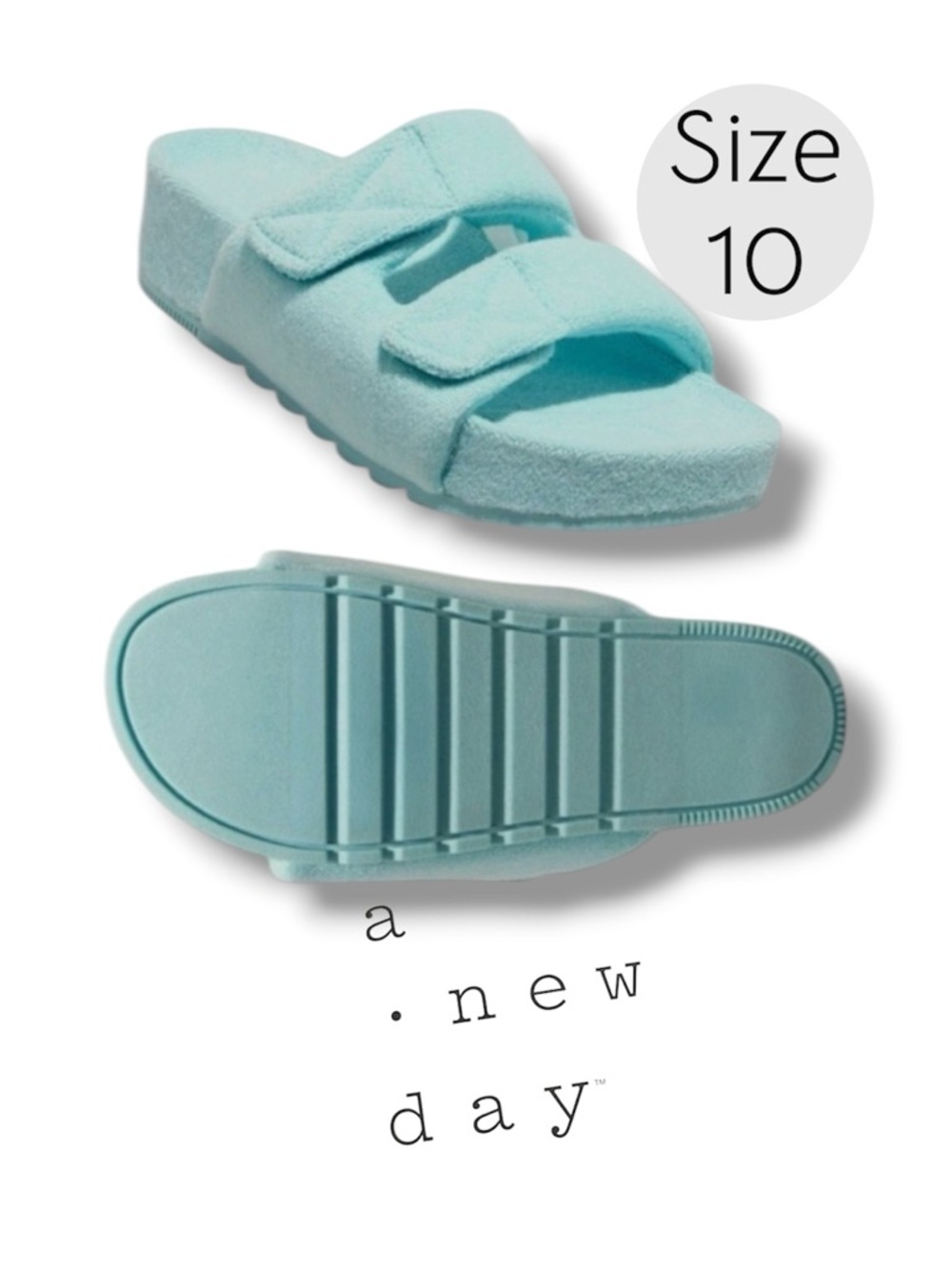 A New Day Remi Platform Slide Sandals Terry Cloth Womens Size 10